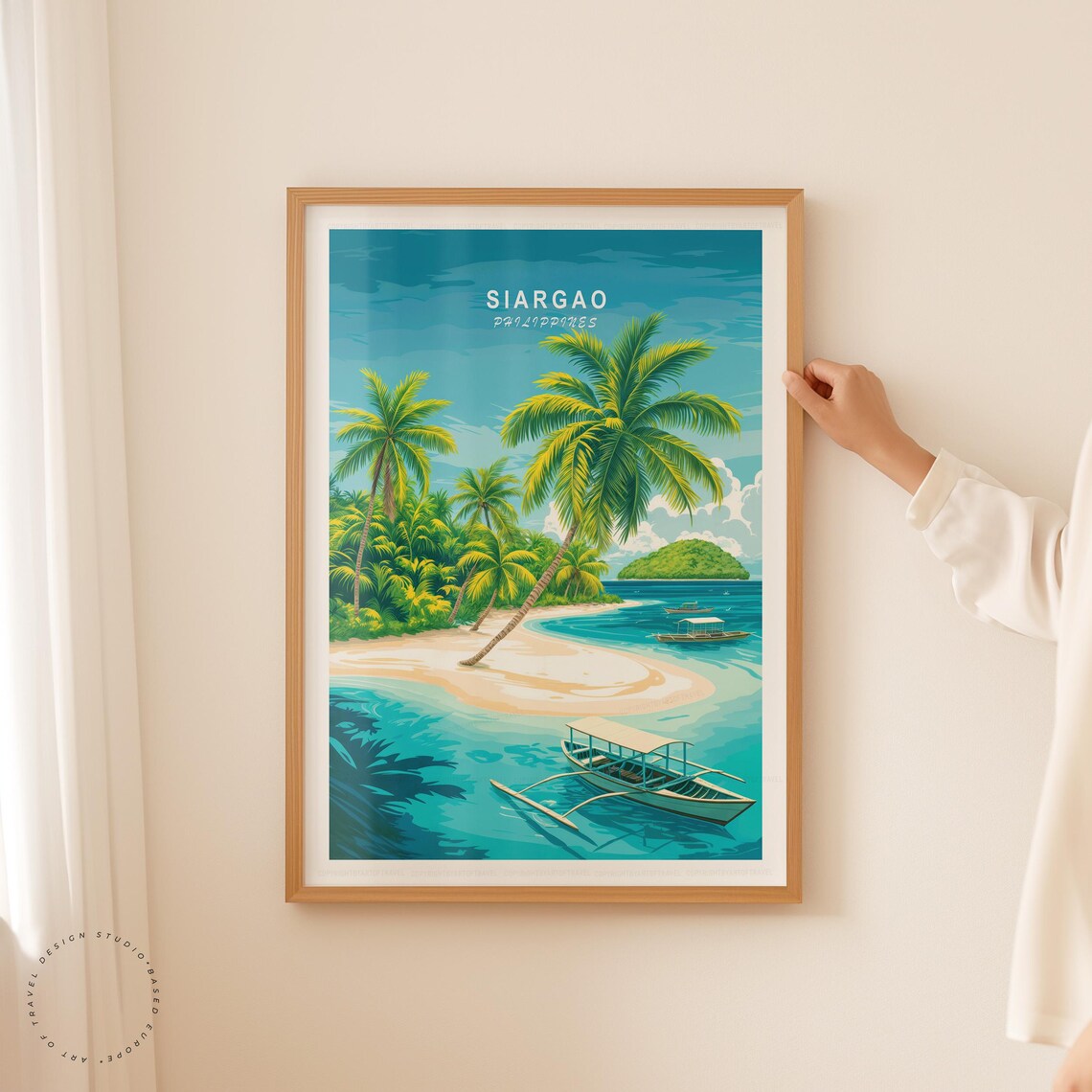 Siargao Island Philippines Tropical Beach Outrigger Boat Palms Poster - Image 5