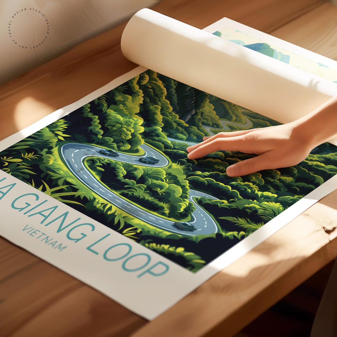Ha Giang Loop Vietnam Mountain Road Switchbacks Travel Poster - Image 2