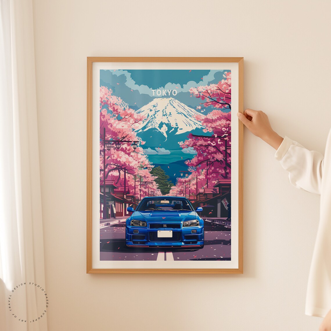 Tokyo Cherry Blossom Nissan Skyline GT-R Street Japan Wall Art - Image 2