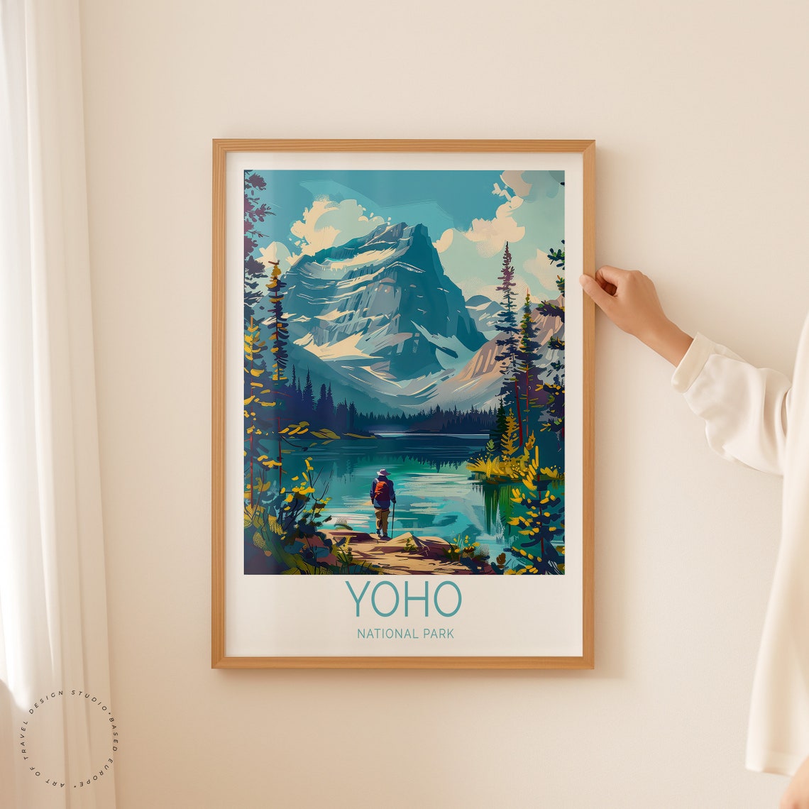 Yoho National Park Canada Alpine Lake Hiker Mountain Travel Poster - Image 2