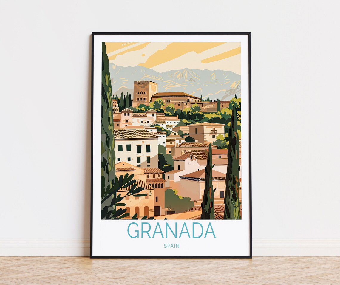 Granada Spain Vintage Travel Poster, Alhambra