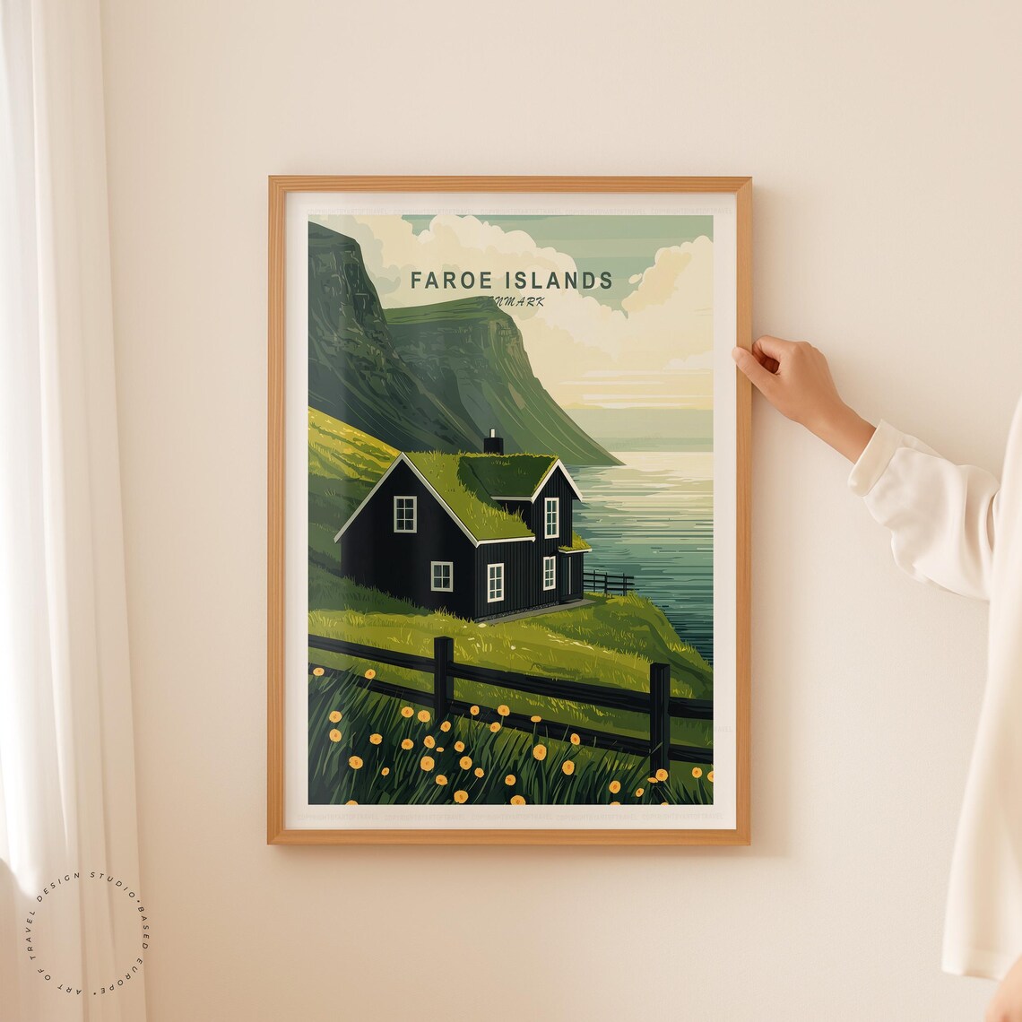 Faroe Islands Denmark Turf Roof House Cliff Ocean Wildflowers Poster - Image 5
