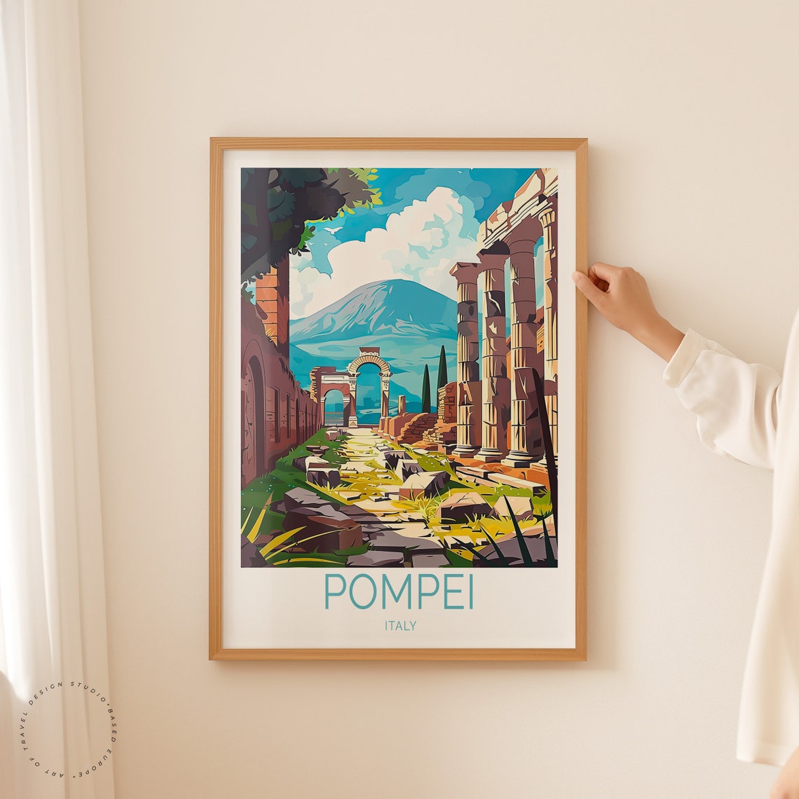 Pompei Italy Ancient Ruins With Columns And Mount Vesuvius Poster - Image 2