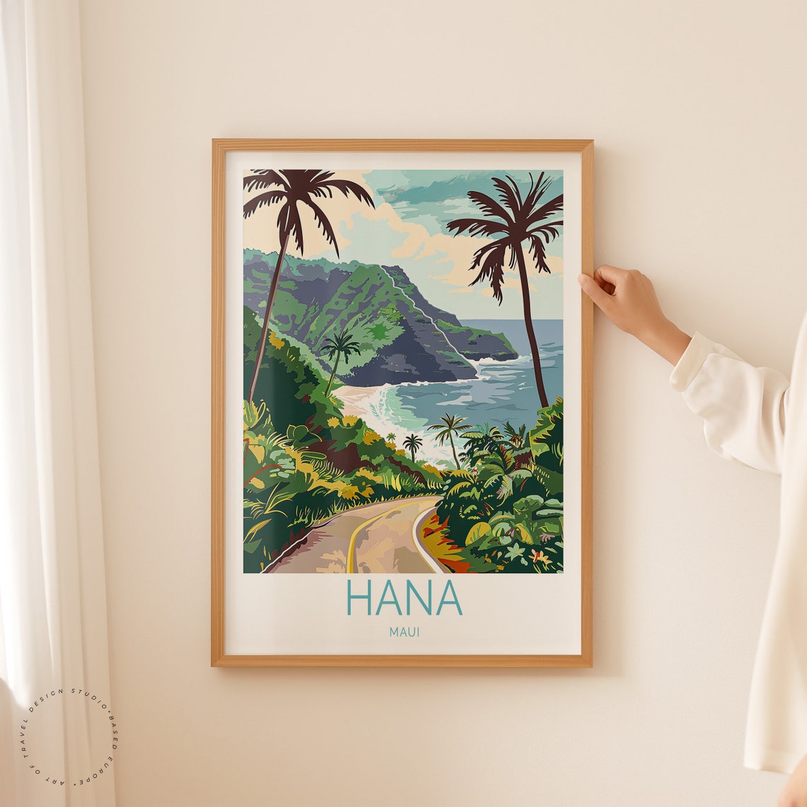 Hana Maui Hawaii Tropical Coastal Road Lined With Palm Trees Poster - Image 2