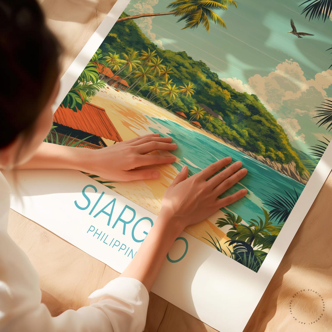 Siargao Philippines Tropical Beach Cove Huts Palm Paradise Poster - Image 3