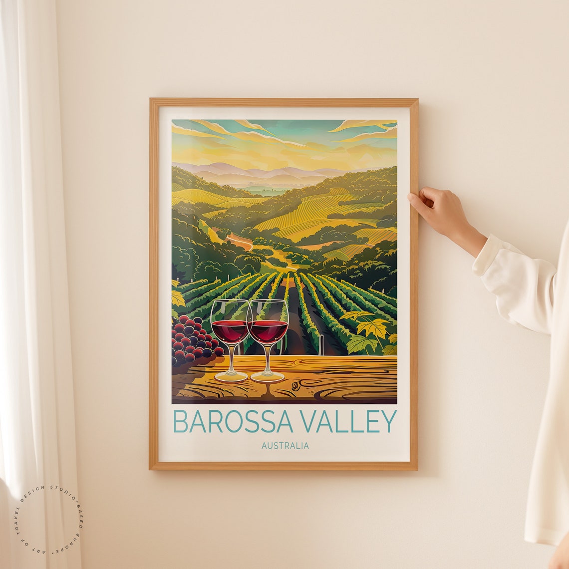 Barossa Valley Australia Vineyard Sunset With Red Wine Glasses Poster - Image 2