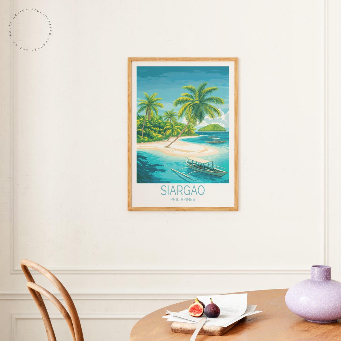 Siargao Philippines Leaning Palm Cove White Sand Beach Vintage Poster - Image 4