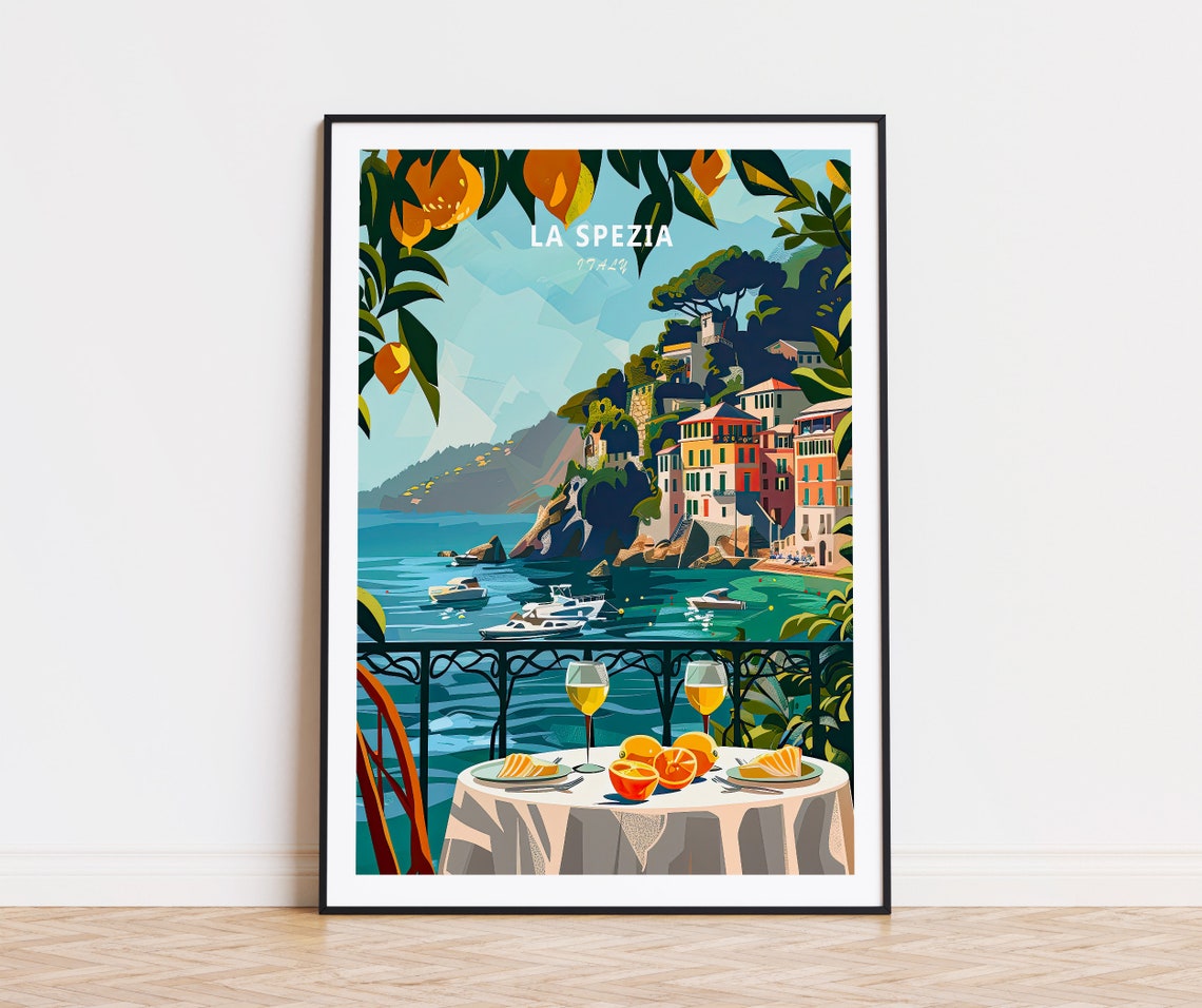 La Spezia Italy Coastal Town Wine Table Sea View Lemon Grove Wall Art