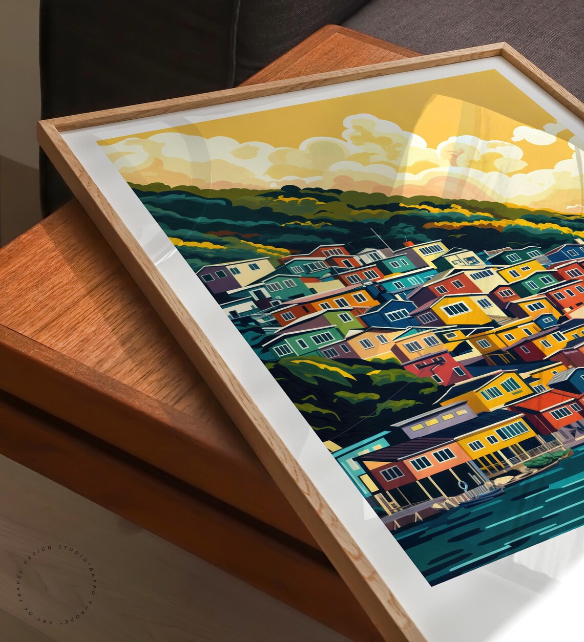 Busan South Korea Sunset Harbor Hillside Homes Travel Poster - Image 6