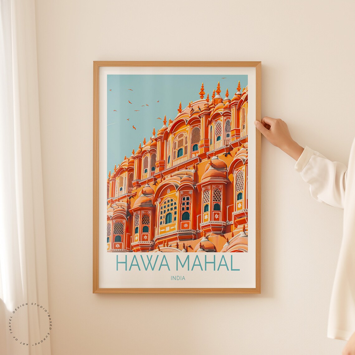 Hawa Mahal India Jaipur Palace Coral Facade Clear Day View Poster - Image 2