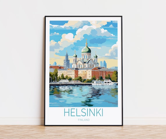 Helsinki Travel Poster, Finland Cityscape Art Print