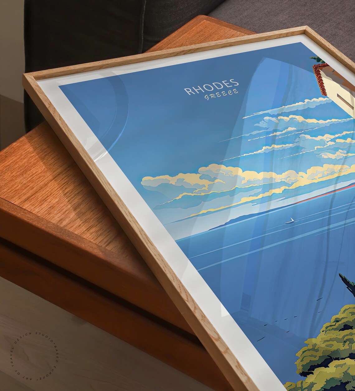 Rhodes Greece Terrace View Over The Aegean Sea Travel Poster - Image 3