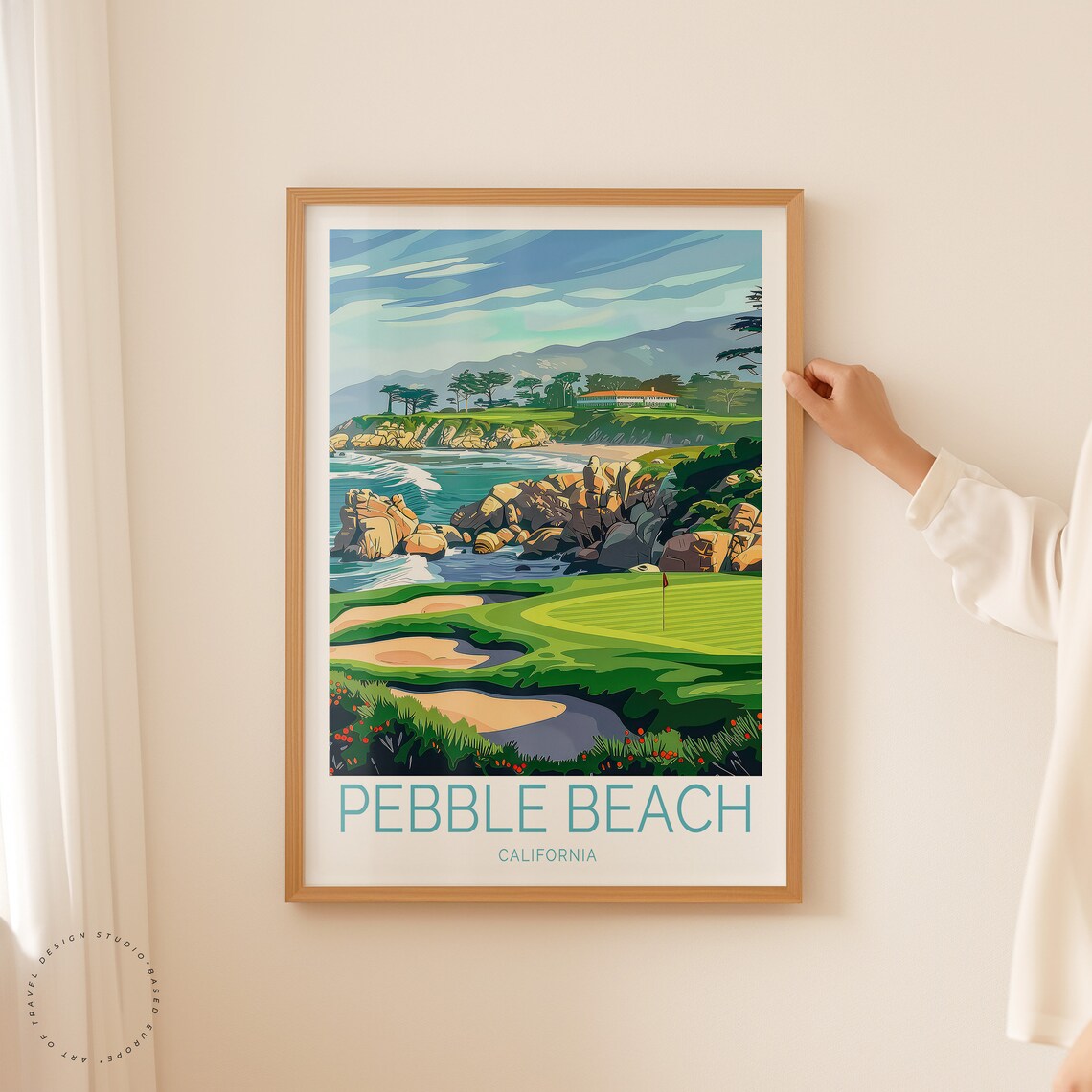 Pebble Beach California Golf Coast Rocky Shore Travel Poster - Image 2
