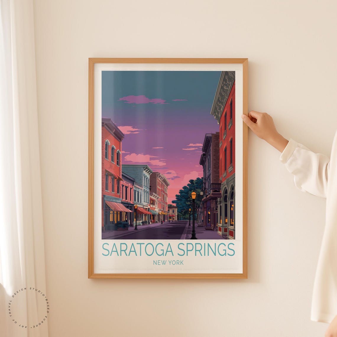 Saratoga Springs New York Evening Boulevard Dusk Travel Poster - Image 5