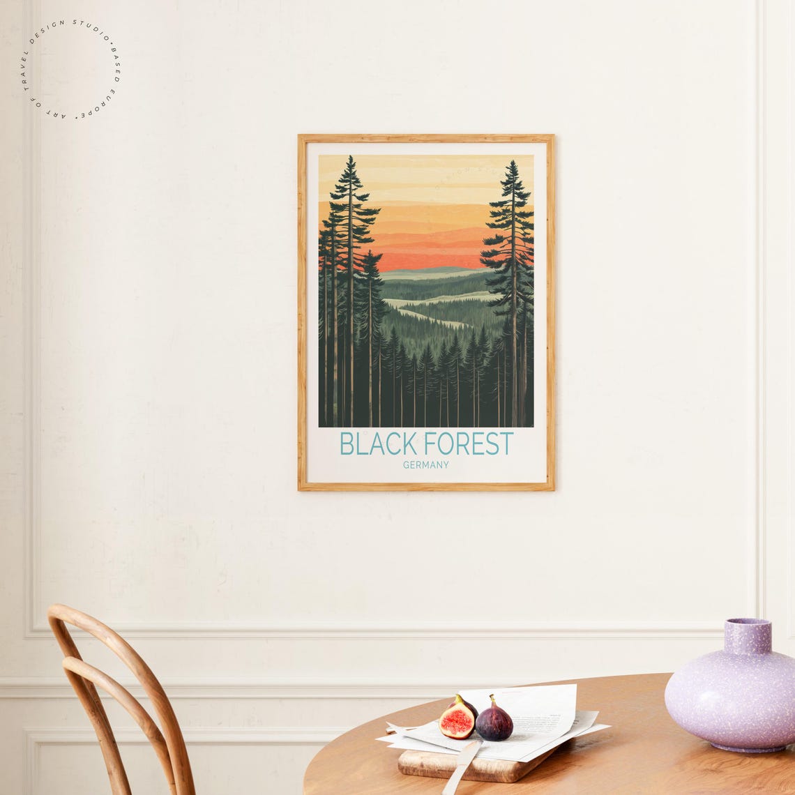 Black Forest Germany Towering Pines Orange Sunset Valley Poster - Image 4