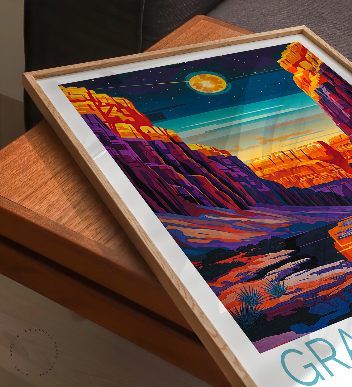 Grand Canyon National Park Moonlit Canyon River Night Poster - Image 3
