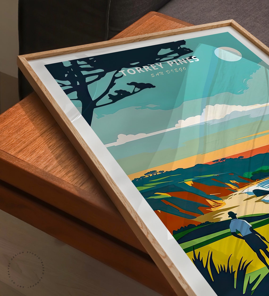 Torrey Pines San Diego Golf Glowing Sunset Ocean Cliffs Poster - Image 3