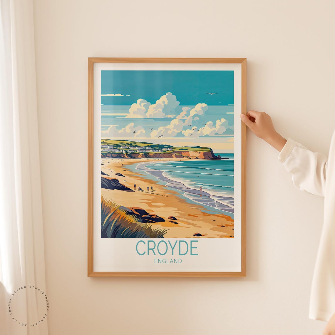 Croyde England Golden Sandy Beach Rocky Cliffs Seaside Travel Poster - Image 2