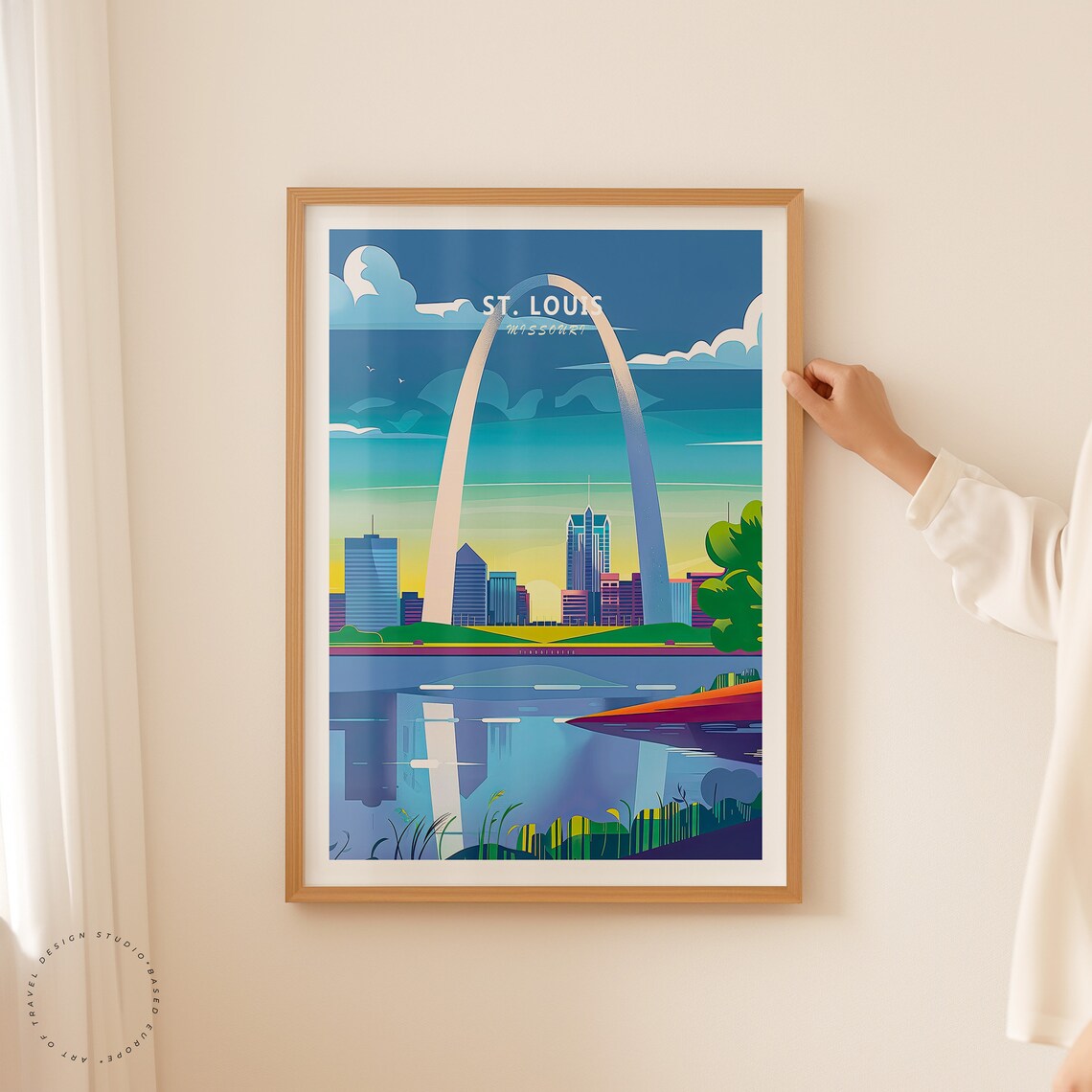 St Louis Missouri Gateway Arch Over Skyline At Sunset Poster - Image 2