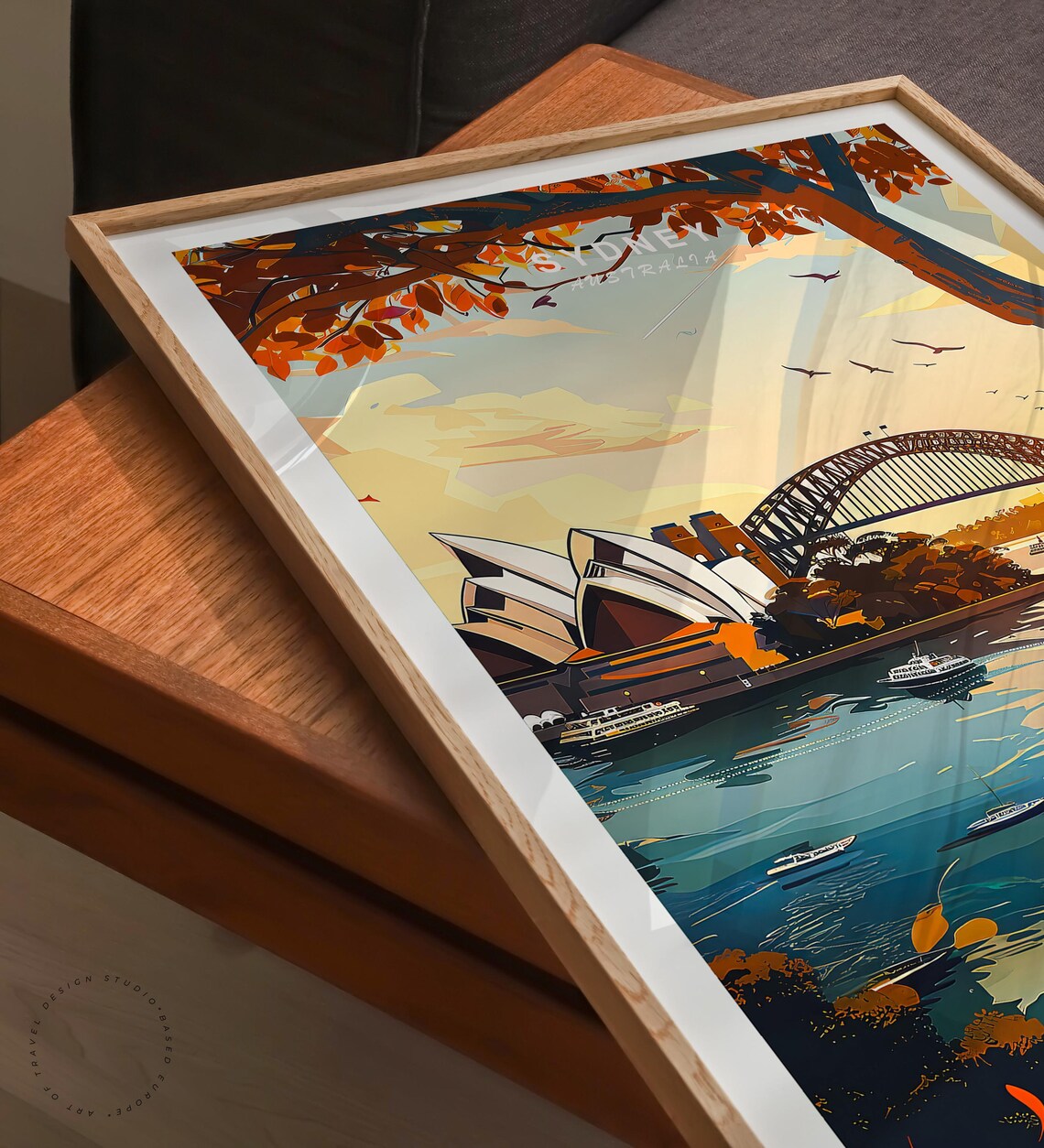 Sydney Australia Opera House Harbour Sunset Glow Travel Poster - Image 3