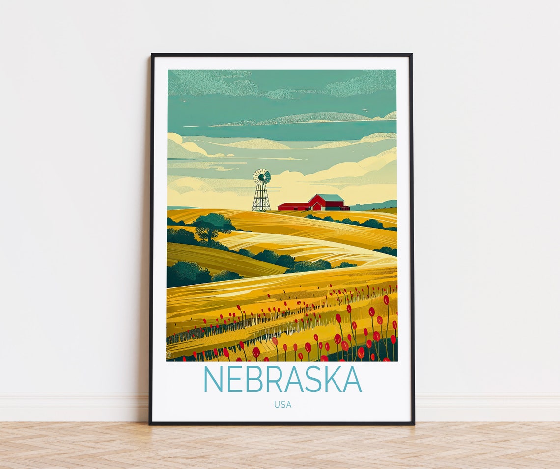 Nebraska Travel Poster Usa Nebraska Wall Art Usa Custom Travel Poster Home Decor Birthday Gifts Personalised Gifts