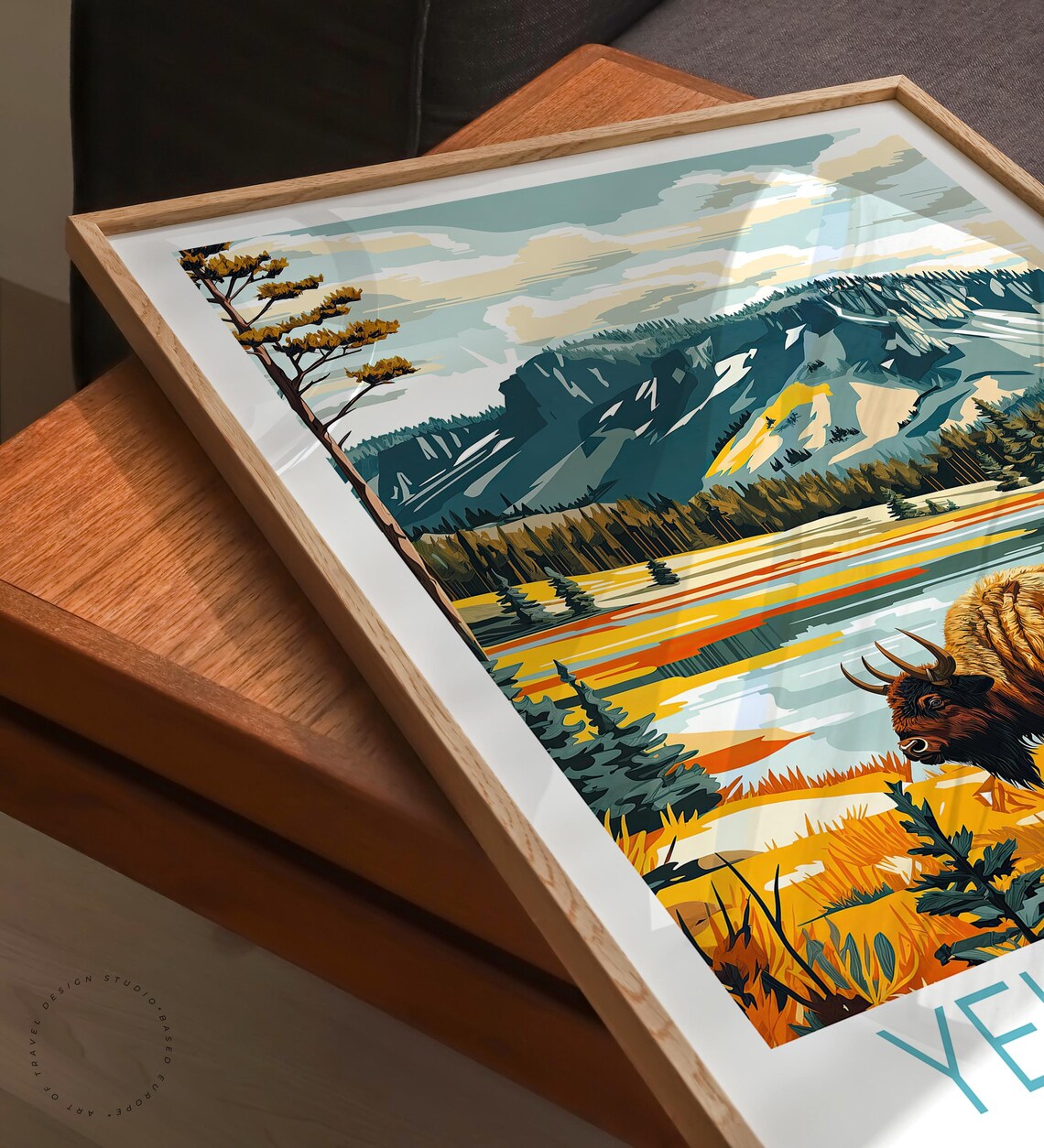 Yellowstone Bison Thermal Terrace Hot Springs Wildlife Poster - Image 3