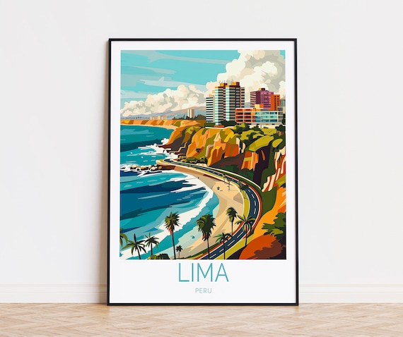 Lima Peru Miraflores Cliffs and Coastal Highway Above the Ocean Poster