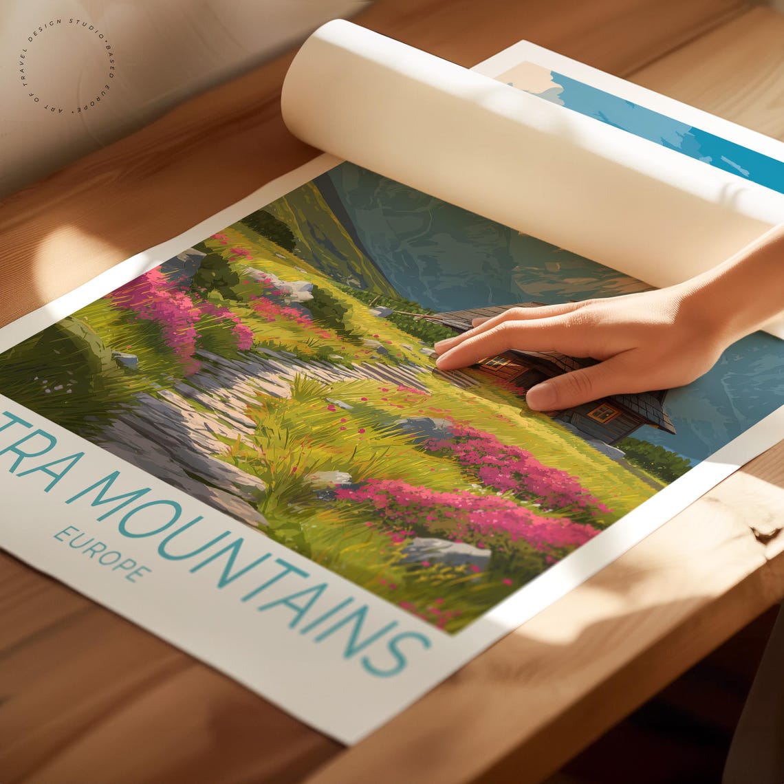 Tatra Mountains Europe Alpine Cabin Path Wildflowers Travel Poster - Image 2
