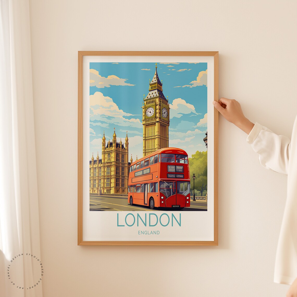 London England Vintage Travel Poster, Big Ben - Image 2