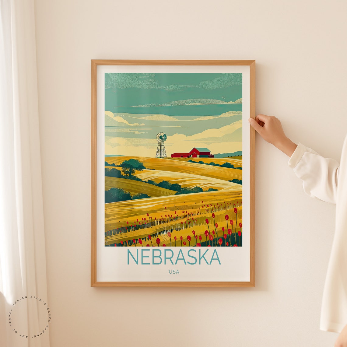 Nebraska Travel Poster Usa Nebraska Wall Art Usa Custom Travel Poster Home Decor Birthday Gifts Personalised Gifts - Image 3