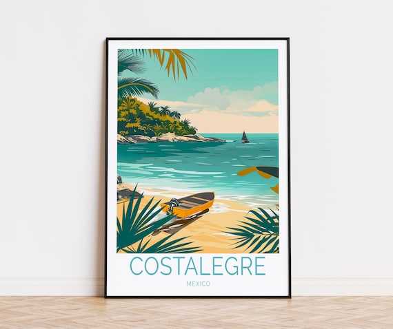 Costalegre Travel Poster Mexico Wall Art Beach Print Birthday Present Personalised Home Decor