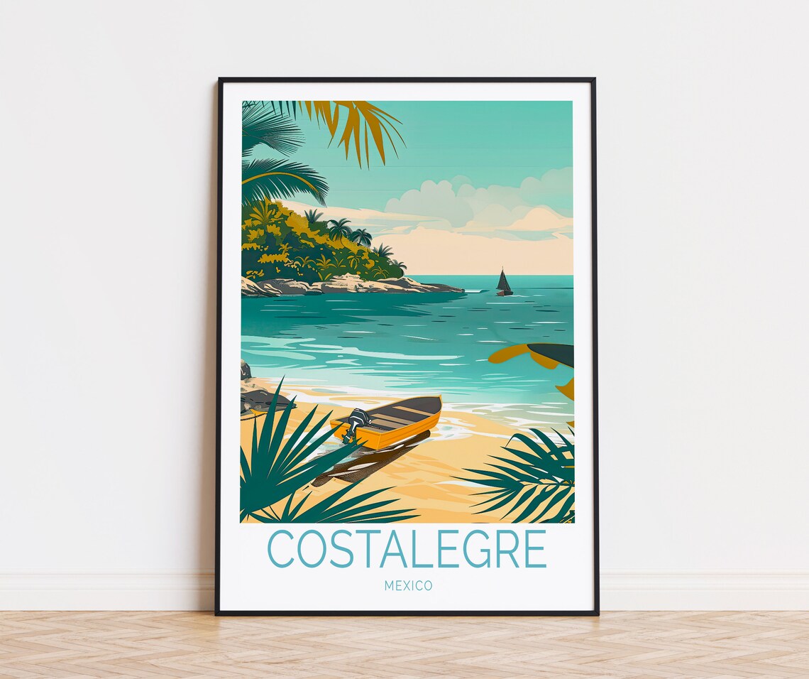 Costalegre Travel Poster Mexico Wall Art Beach Print Birthday Present Personalised Home Decor
