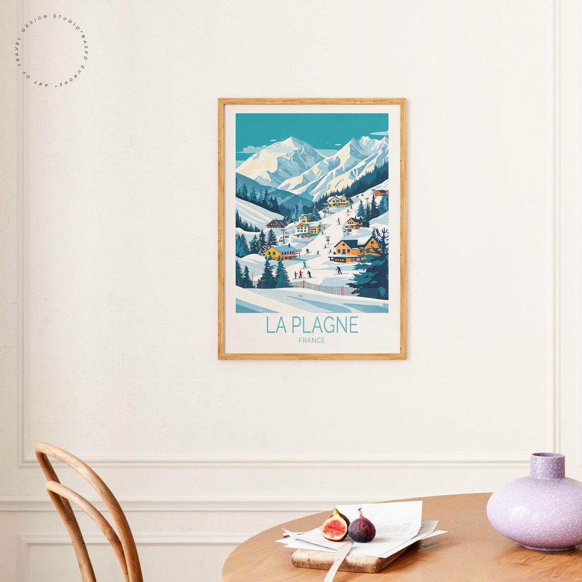 La Plagne France Ski Resort Alpine Village Winter Vintage Travel Poster - Image 4