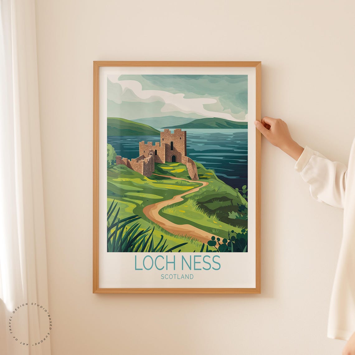 Loch Ness Castle Lakeside Trail Scene With Bottom Caption Poster - Image 2