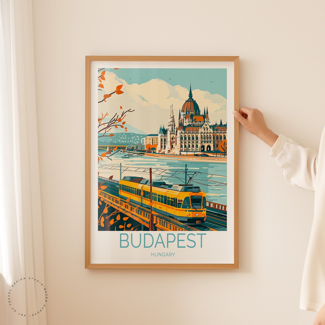 Budapest Hungary Parliament Tram Danube Autumn Travel Poster - Image 2
