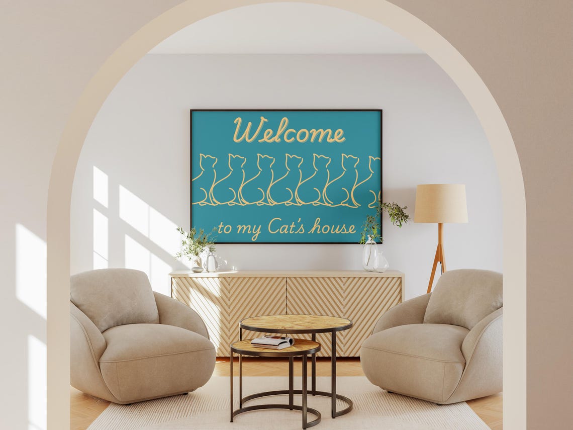 Welcome To My Cats House, Cat Lover Quote Poster - Image 2