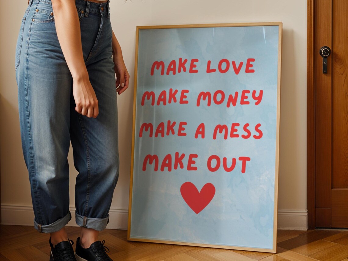 Make Love Make Money Quote, Inspirational Text Poster