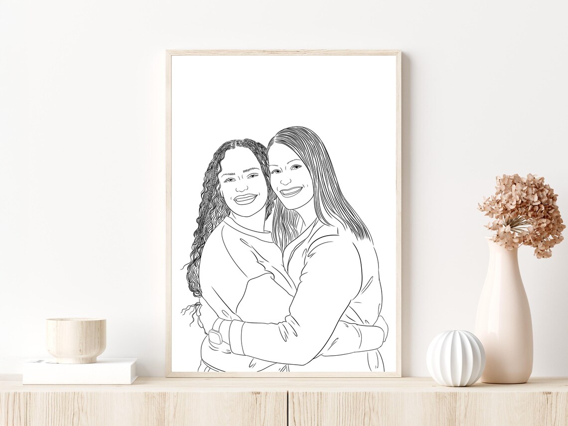 Custom Faceless Women Line Portrait Trio From Photo Wall Art - Image 2