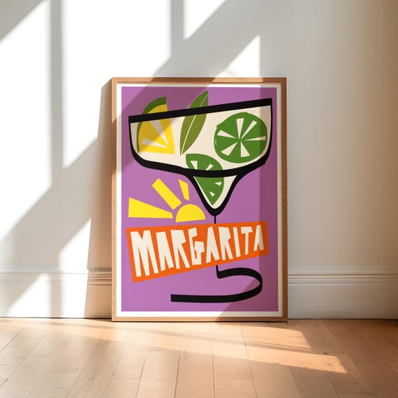 Margarita Art Print Cocktail Wall For Kitchen Bar Gallery Colourful