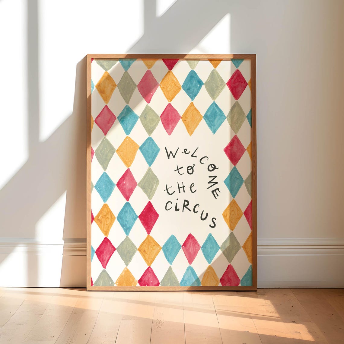 Welcome To The Circus Colorful Harlequin Diamond Pattern Poster