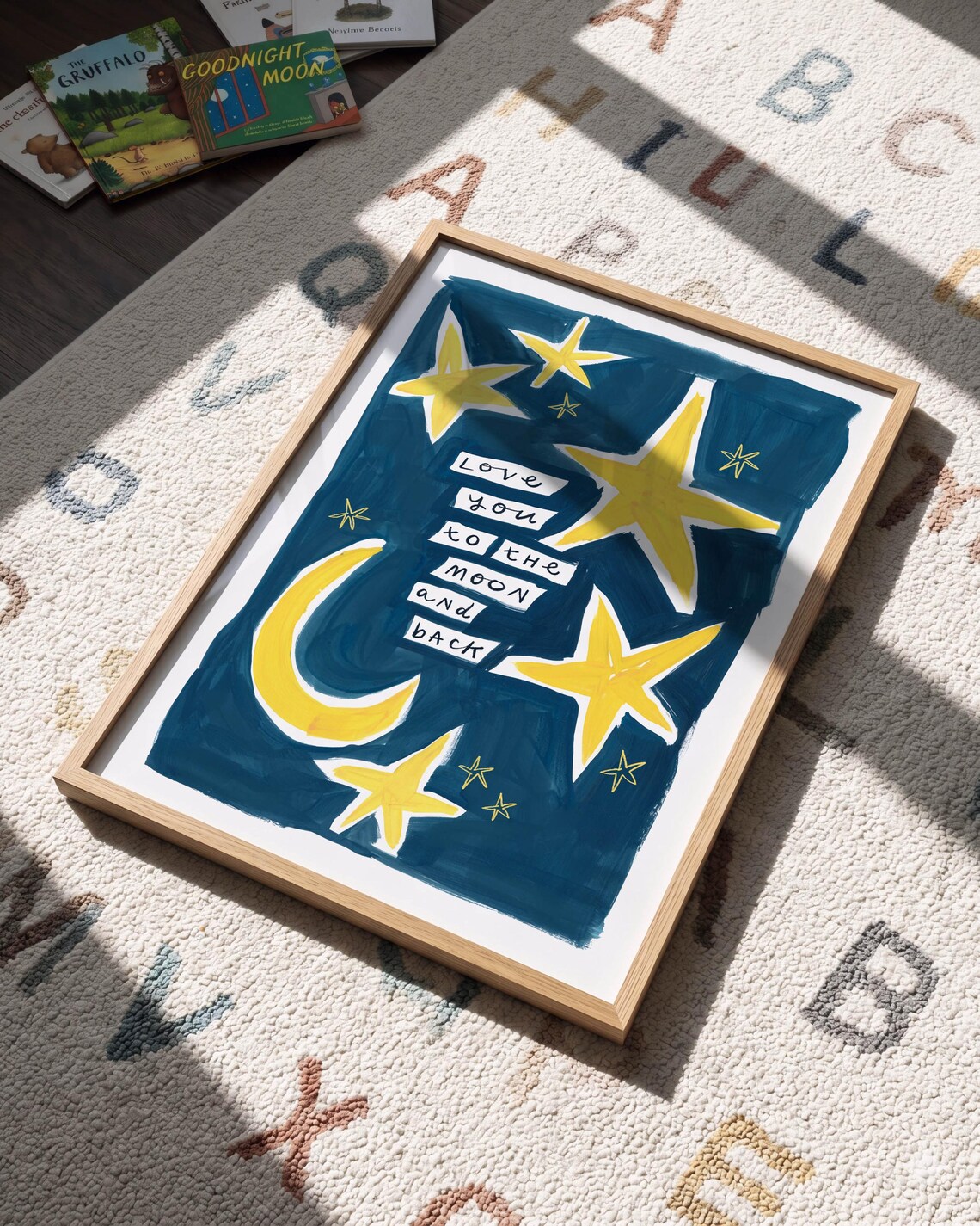 Love You to the Moon and Back Night Sky Nursery Stars Wall Poster