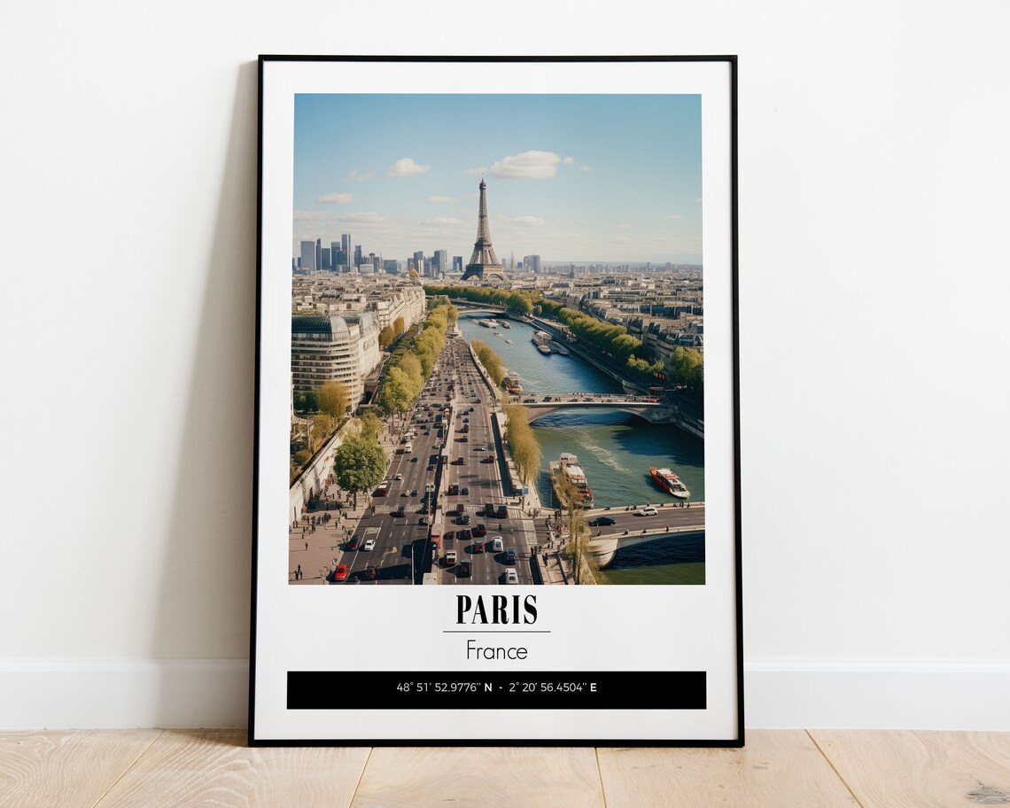 Paris Skyline Photograph Eiffel Tower Travel Poster