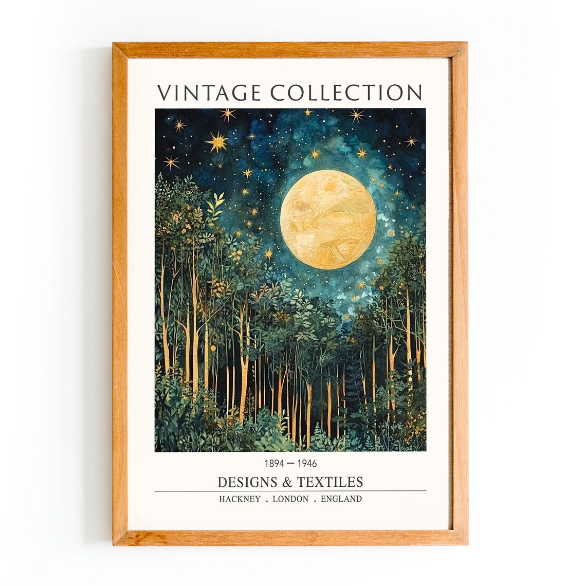Vintage Full Moon Forest Print William Morris Botanical Art