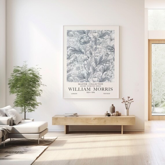 William Morris Silver Grey Floral Master Collection Botanical Poster