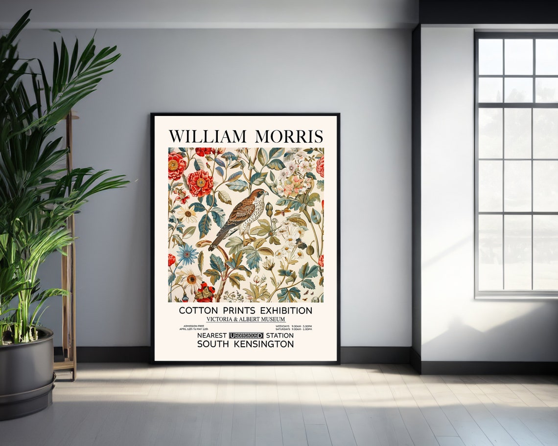 William Morris Falcon Cotton Prints Exhibition Floral Poster