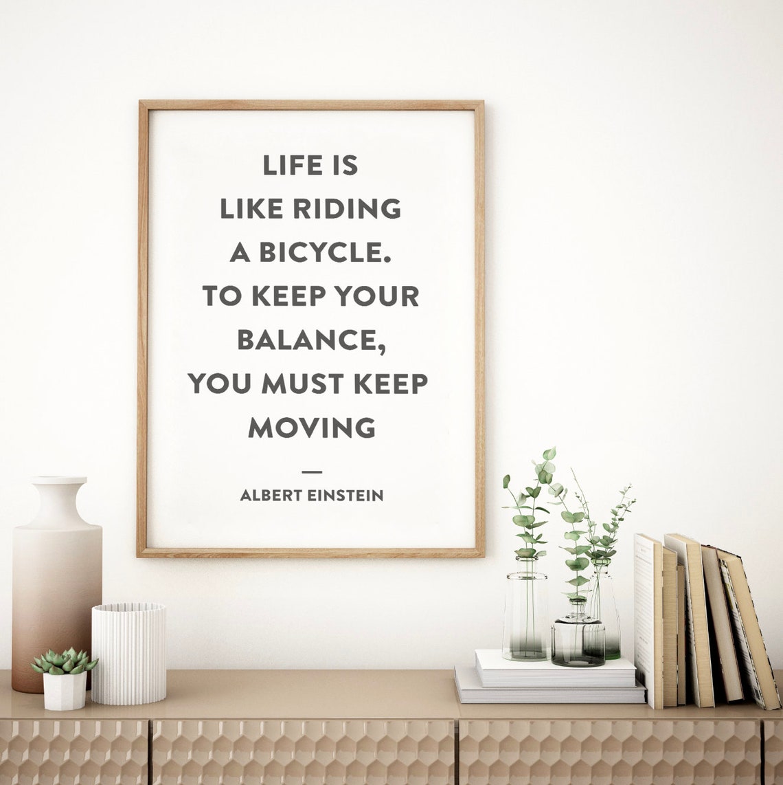 Albert Einstein Life Is Like Riding A Bicycle Balance Quote Poster - Image 2