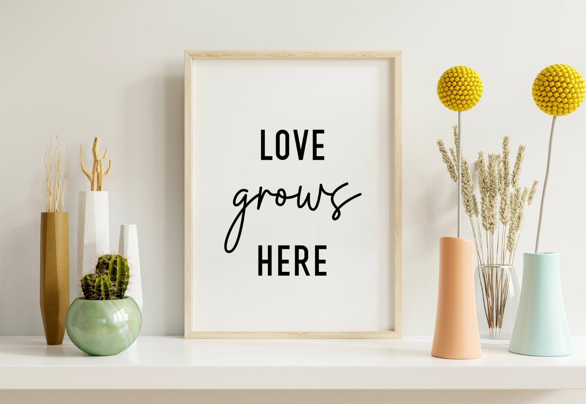 Love Grows Here Family Home Quote Script Bold Typography Poster - Image 2