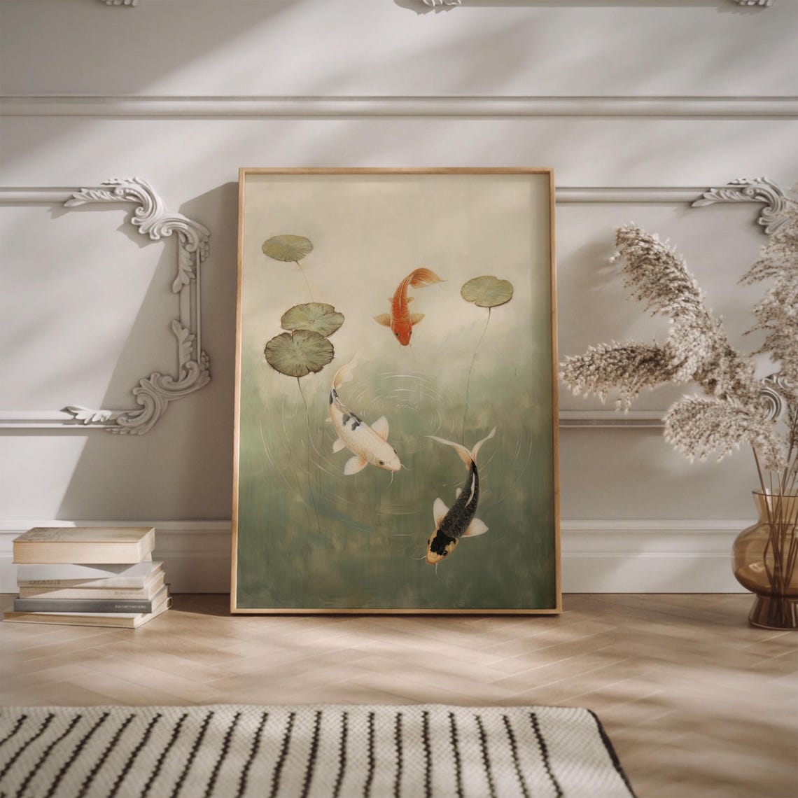 Koi Fish Pond Japandi Zen Wall Art Print - Image 2