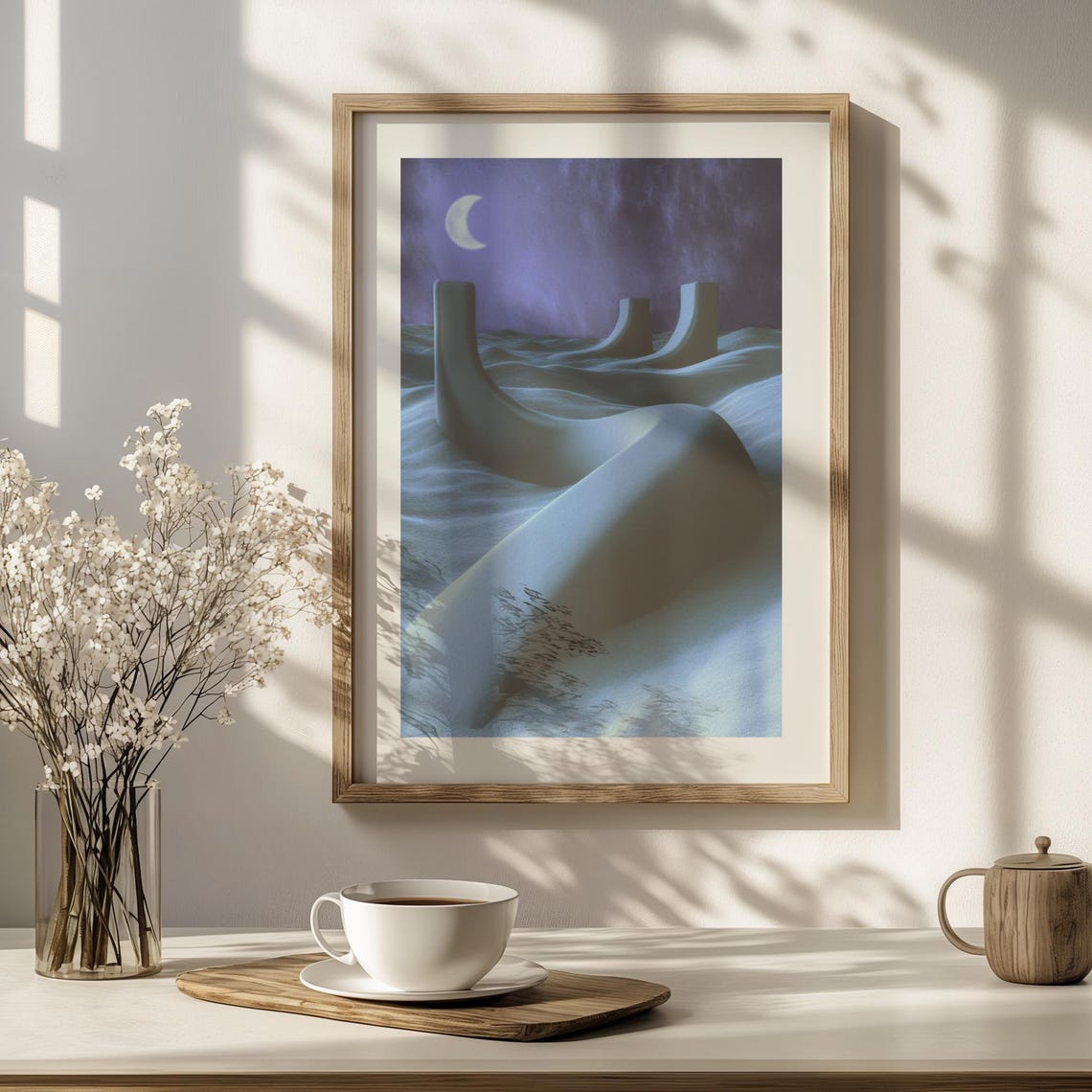 Grey Abstract Landscape Print Surreal Minimalist Wall Art