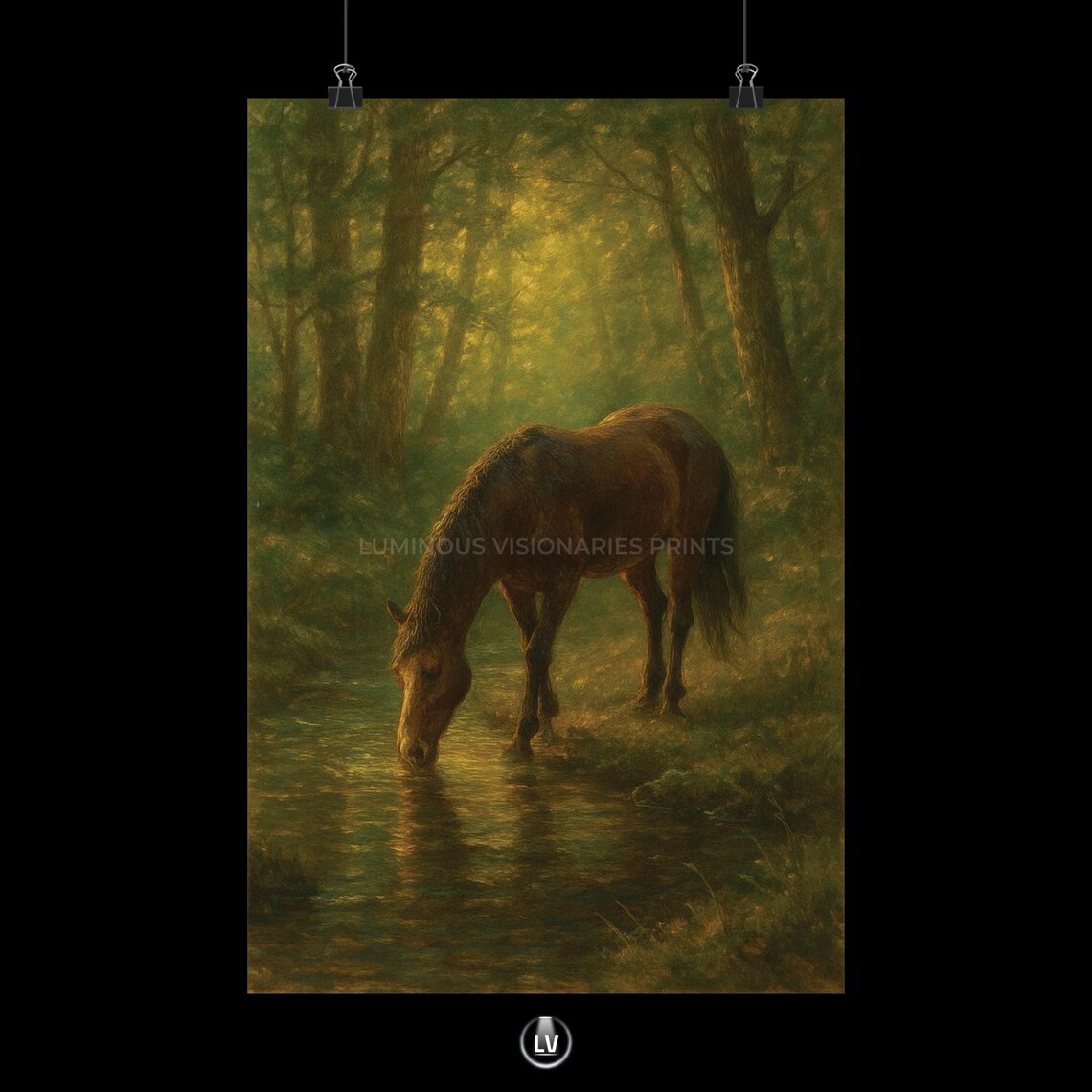 Serene Horse Poster, Rustic Nature Equestrian Gift